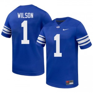 BYU Cougars Men Zach Wilson #1 Royal Football NCAA Premium Embroidered Jersey 32618558