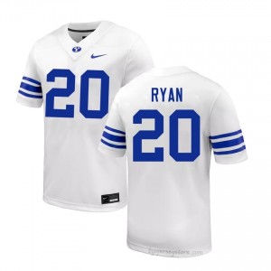 BYU Cougars Men Carsen Ryan #20 White Football High School Premium Embroidered Jersey 76667534
