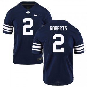 Chase Roberts #2 BYU NCAA Men Navy Football Stitched Authentic Jersey 31107030