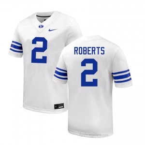 BYU Cougars Men Chase Roberts #2 White Football College Premium Embroidered Jersey 55302193