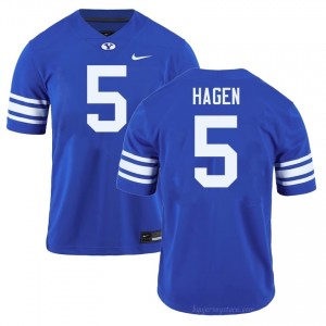 Official #5 Cody Hagen Royal Cougars Men High School Football Pro-Grade Embroidered Jersey 47139246