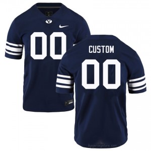 Custom #00 BYU College Men Navy Football Stitched Authentic Jersey 30904360