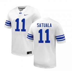 BYU Cougars Men Faletau Satuala #11 White Football NCAA Premium Embroidered Jersey 66140800