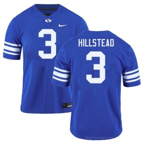 Official #3 McCae Hillstead Royal Cougars Men NCAA Football Pro-Grade Embroidered Jersey 67738490