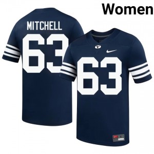 Official #63 Bruce Mitchell Navy BYU Women High School Football Pro-Grade Embroidered Jersey 57290505