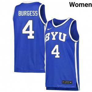 Official #4 Chamberlain Burgess Royal Cougars Women College Basketball Pro-Grade Embroidered Jersey 49330249