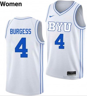 BYU Cougars Women Chamberlain Burgess #4 White Basketball Player Premium Embroidered Jersey 28054125