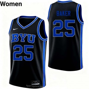 Dawson Baker #25 BYU NCAA Women Black Basketball Stitched Authentic Jersey 56924652