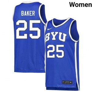 Official #25 Dawson Baker Royal Cougars Women Player Basketball Pro-Grade Embroidered Jersey 30131707