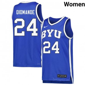 Official #24 Dominique Diomande Royal Cougars Women High School Basketball Pro-Grade Embroidered Jersey 32312479