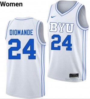 BYU Cougars Women Dominique Diomande #24 White Basketball NCAA Premium Embroidered Jersey 22685714