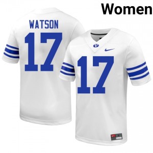 Enoch Watson #17 BYU Player Women White Football Stitched Authentic Jersey 86950647