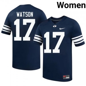 Official #17 Enoch Watson Navy BYU Cougars Women High School Football Pro-Grade Embroidered Jersey 42121742