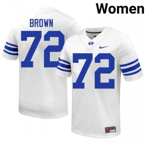 Joe Brown #72 BYU Cougars College Women White Football Stitched Authentic Jersey 92047482