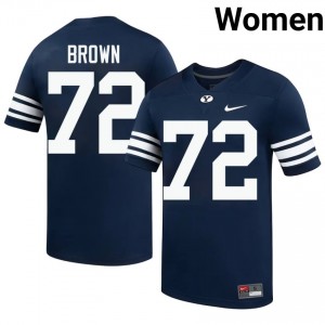 Official #72 Joe Brown Navy BYU Women NCAA Football Pro-Grade Embroidered Jersey 21347886