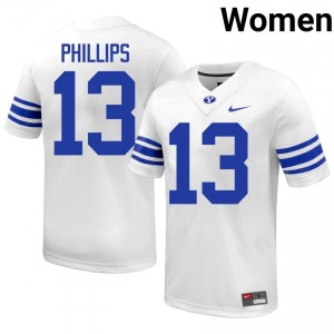 Jojo Phillips #13 BYU Player Women White Football Stitched Authentic Jersey 51201198