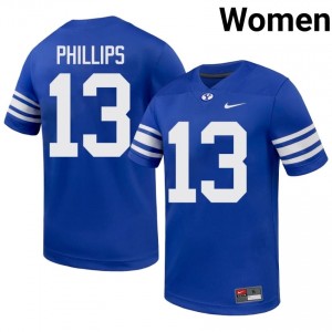 BYU Cougars Women Jojo Phillips #13 Royal Football NCAA Premium Embroidered Jersey 75285093