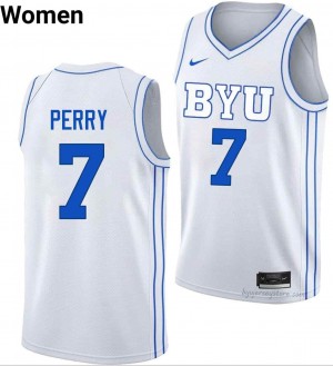 BYU Cougars Women KJ Perry #7 White Basketball Player Premium Embroidered Jersey 34526451