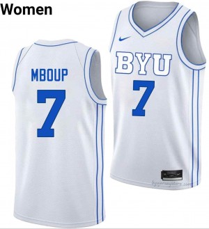 BYU Cougars Women Khadim Mboup #7 White Basketball NCAA Premium Embroidered Jersey 57902316