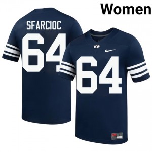 Official #64 Kyle Sfarcioc Navy BYU Women College Football Pro-Grade Embroidered Jersey 37353482