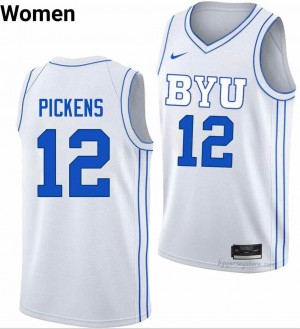 BYU Cougars Women Nate Pickens #12 White Basketball NCAA Premium Embroidered Jersey 51496196
