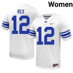 Preston Rex #12 Cougars High School Women White Football Stitched Authentic Jersey 22007343