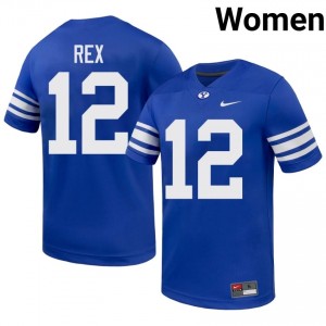 BYU Women Preston Rex #12 Royal Football Player Premium Embroidered Jersey 95360970