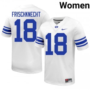 Reggie Frischknecht #18 BYU Player Women White Football Stitched Authentic Jersey 41478339