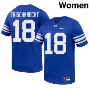 BYU Cougars Women Reggie Frischknecht #18 Royal Football NCAA Premium Embroidered Jersey 35414347