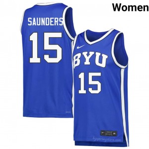 Official #15 Richie Saunders Royal Cougars Women College Basketball Pro-Grade Embroidered Jersey 29848182