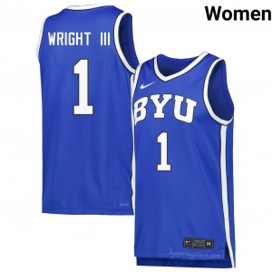 Official #1 Robert Wright III Royal Cougars Women NCAA Basketball Pro-Grade Embroidered Jersey 25097940