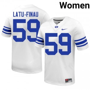 Siosiua Latu-Finau #59 BYU NCAA Women White Football Stitched Authentic Jersey 97136426