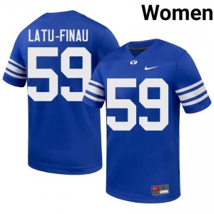 BYU Cougars Women Siosiua Latu-Finau #59 Royal Football College Premium Embroidered Jersey 76419913