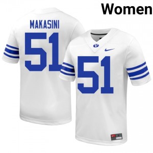Sonny Makasini #51 BYU Cougars Player Women White Football Stitched Authentic Jersey 60916277