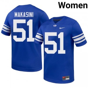BYU Women Sonny Makasini #51 Royal Football NCAA Premium Embroidered Jersey 16980908