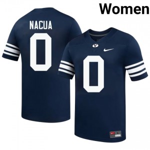 Official #0 Tei Nacua Navy BYU Women NCAA Football Pro-Grade Embroidered Jersey 92350011
