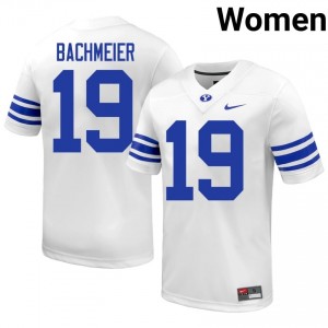 Tiger Bachmeier #19 BYU Player Women White Football Stitched Authentic Jersey 71471085
