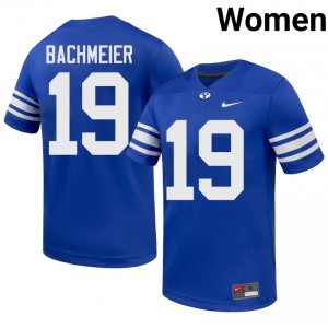 BYU Cougars Women Tiger Bachmeier #19 Royal Football NCAA Premium Embroidered Jersey 25257460