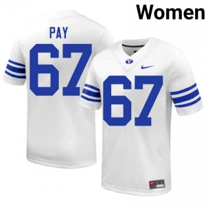 Trevor Pay #67 BYU College Women White Football Stitched Authentic Jersey 53211777