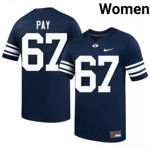 Official #67 Trevor Pay Navy BYU Cougars Women NCAA Football Pro-Grade Embroidered Jersey 73005739