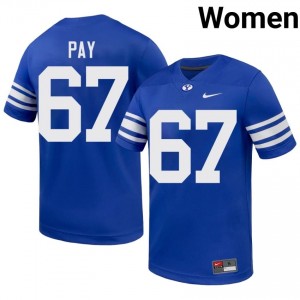 BYU Cougars Women Trevor Pay #67 Royal Football High School Premium Embroidered Jersey 10644128