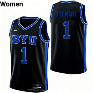 Trey Stewart #1 BYU NCAA Women Black Basketball Stitched Authentic Jersey 84798723
