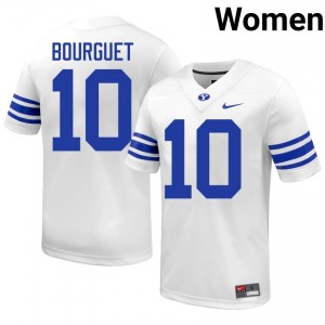 Treyson Bourguet #10 BYU Cougars NCAA Women White Football Stitched Authentic Jersey 30399966