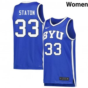 Official #33 Xavion Staton Royal Cougars Women College Basketball Pro-Grade Embroidered Jersey 61597914