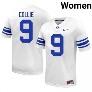 Austin Collie #9 BYU High School Women White Football Stitched Authentic Jersey 95915060