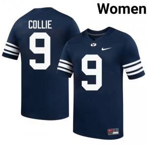 Official #9 Austin Collie Navy Cougars Women College Football Pro-Grade Embroidered Jersey 45374151