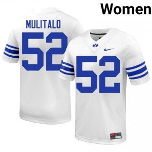 Bott Mulitalo #52 BYU Cougars College Women White Football Stitched Authentic Jersey 33610945