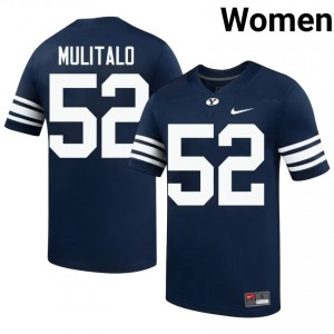 Official #52 Bott Mulitalo Navy BYU Women NCAA Football Pro-Grade Embroidered Jersey 31907728