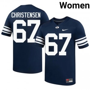 Official #67 Brady Christensen Navy BYU Cougars Women Player Football Pro-Grade Embroidered Jersey 38995870