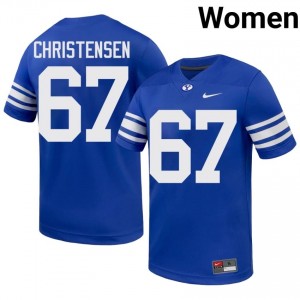 BYU Cougars Women Brady Christensen #67 Royal Football College Premium Embroidered Jersey 11692485